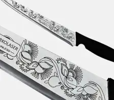 Laser Artwork on Steel Knife |laser metal art |laser engraving on steel |laser art on wood |laser printing on steel utensils |laser steel design |laser cut metal art |metal art knife |laser marking on steel